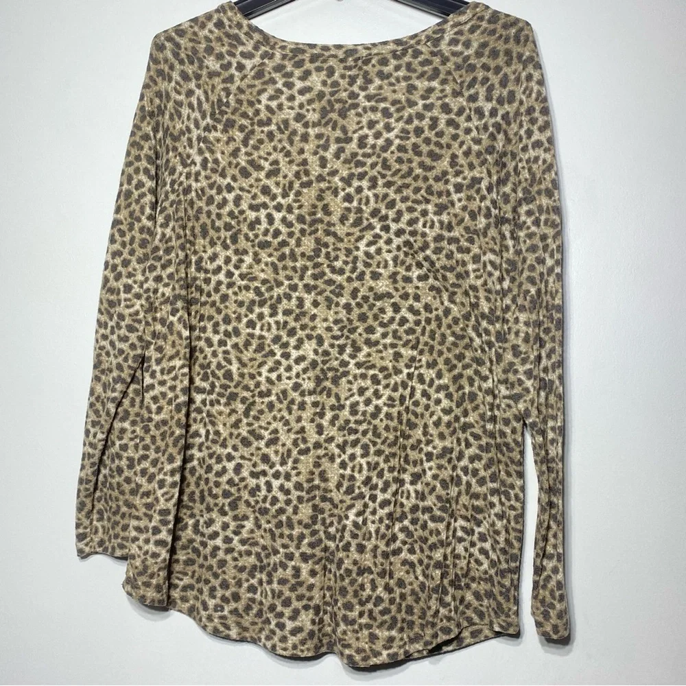 Torrid Thermal Henley Top Leopard Animal Waffle Womens Plus Size L V-Neck Casual